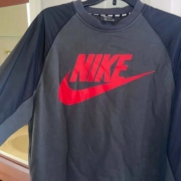 NIKE Gray & Red Fleece Pullover Sweatshirt - Picture 7 of 12